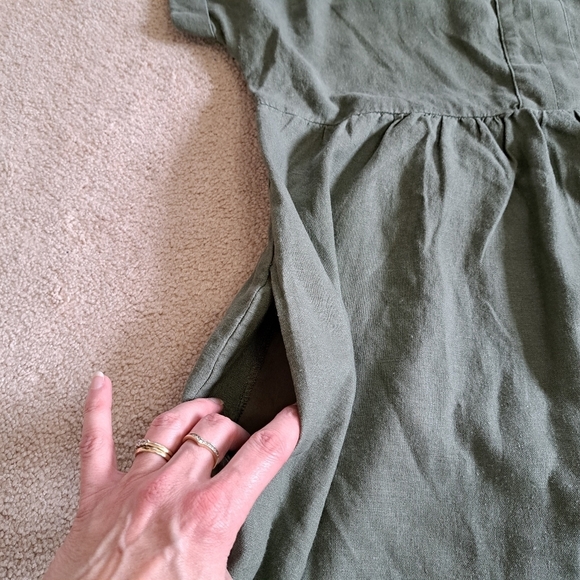 NWOT Briggs New York Greenl Linen Dress Small V-neck Short Sleeved - Picture 11 of 14